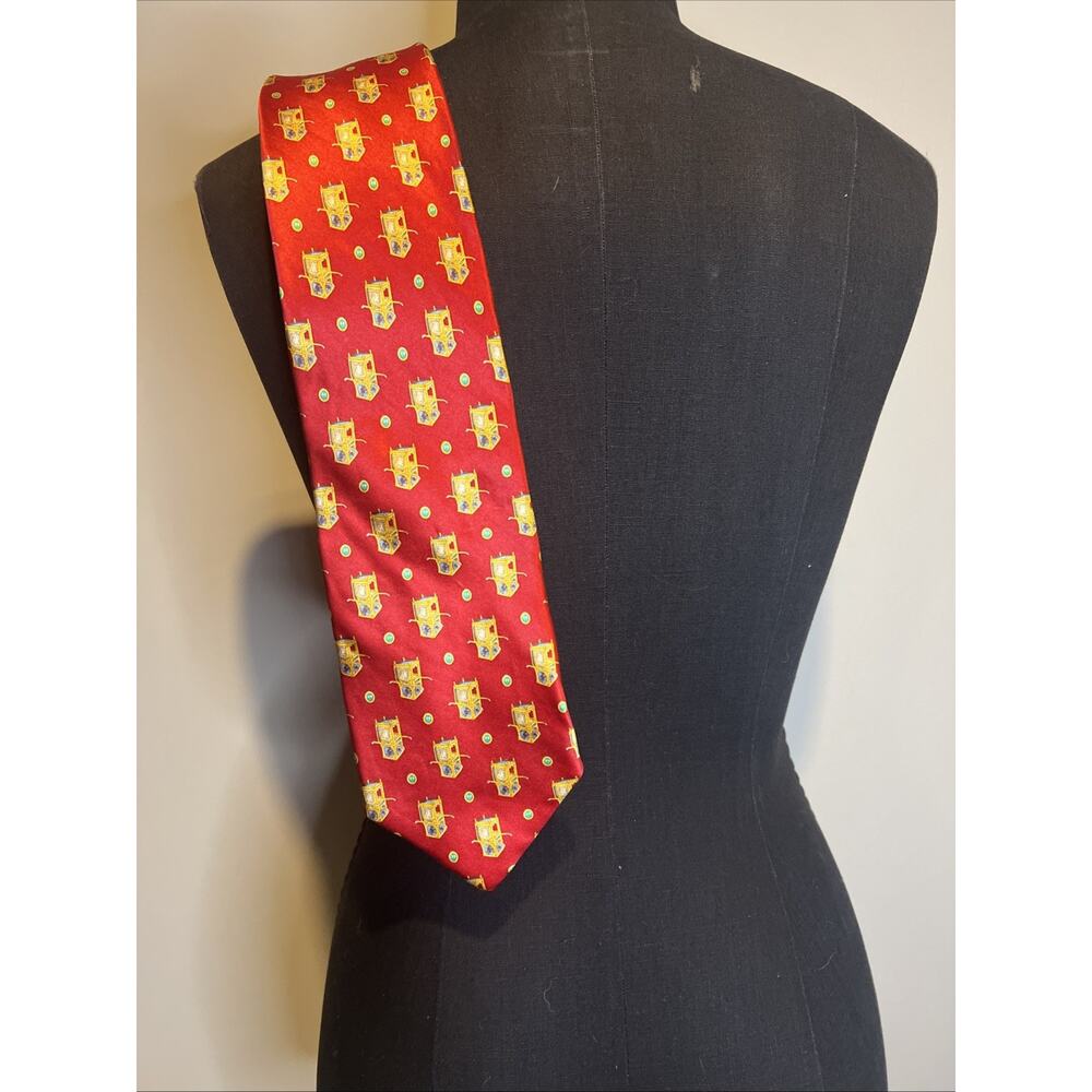 Faberge 100% Silk Men’s Tie Red‎ Faberge Pattern Vintage RARE 4x58